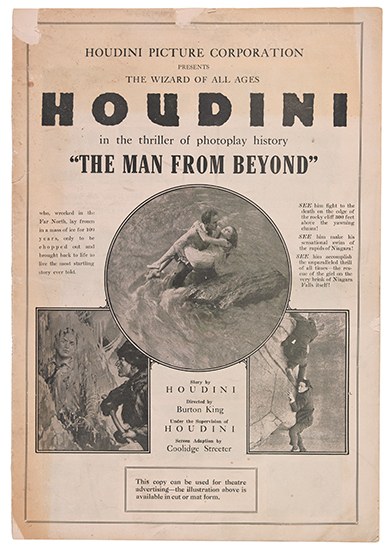 Appraisal: HOUDINI HARRY Press booklet for The Man from Beyond Illustrated