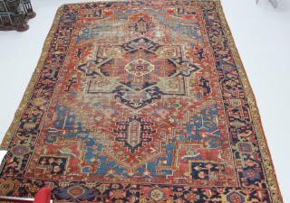 Appraisal: Antique Heriz Serapi rug Unsigned Measures inches long x inches