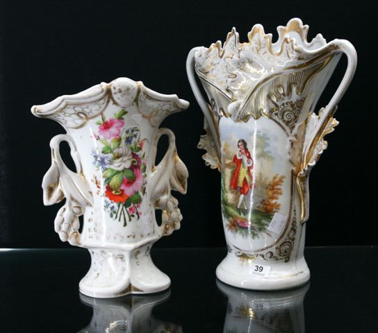 Appraisal: Two Paris porcelain altar vases circa one painted with flowers