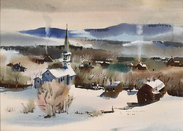 Appraisal: n a Rex Brandt American - Village in Winter signed