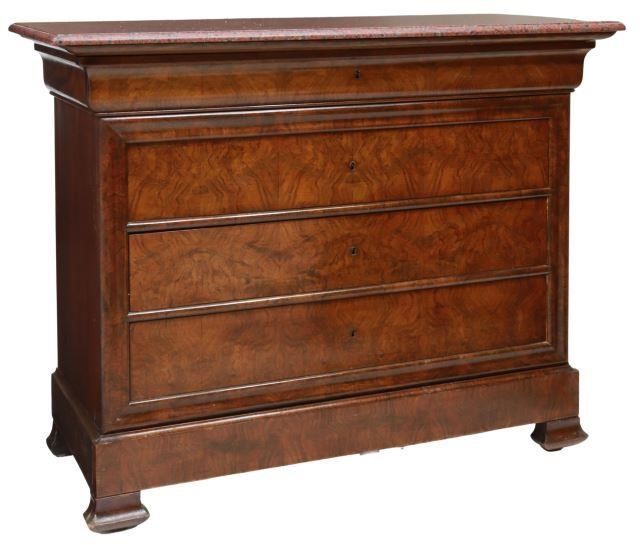 Appraisal: French Louis Philippe period burled walnut commode mid th c