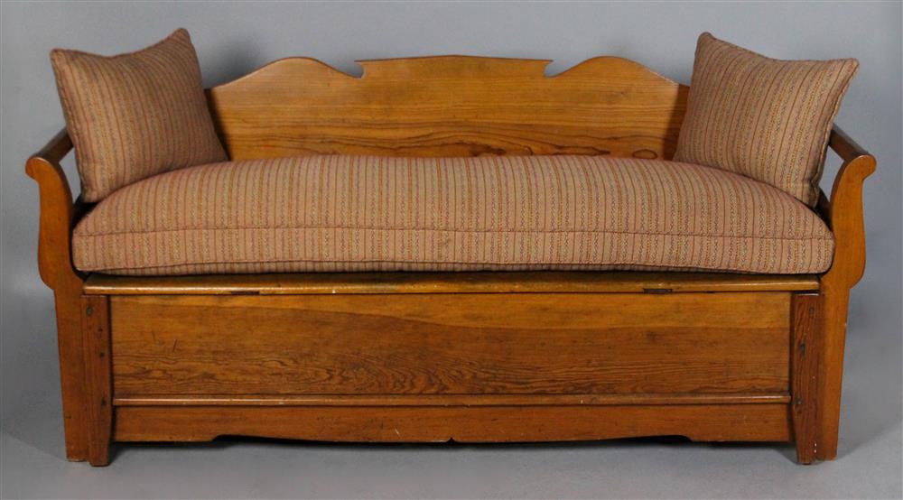 Appraisal: SCANDINAVIAN STYLE PINE HALL BENCH WITH HINGED STORAGE SEAT AND