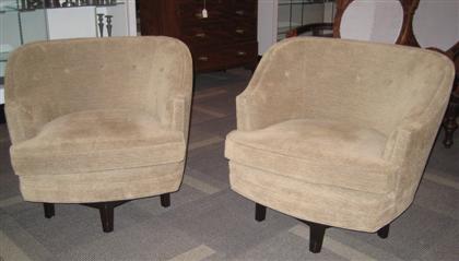 Appraisal: Pair upholstered swivel easy chairsedward wormley -