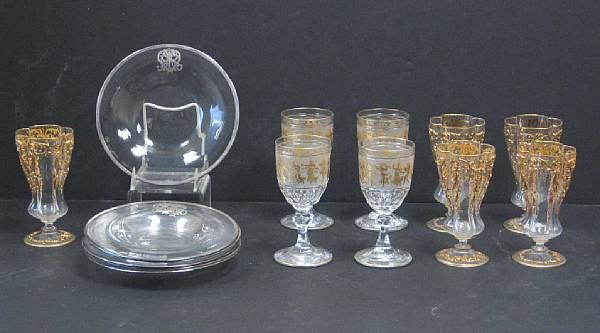 Appraisal: An assembled group of gilt decorated glass first half th