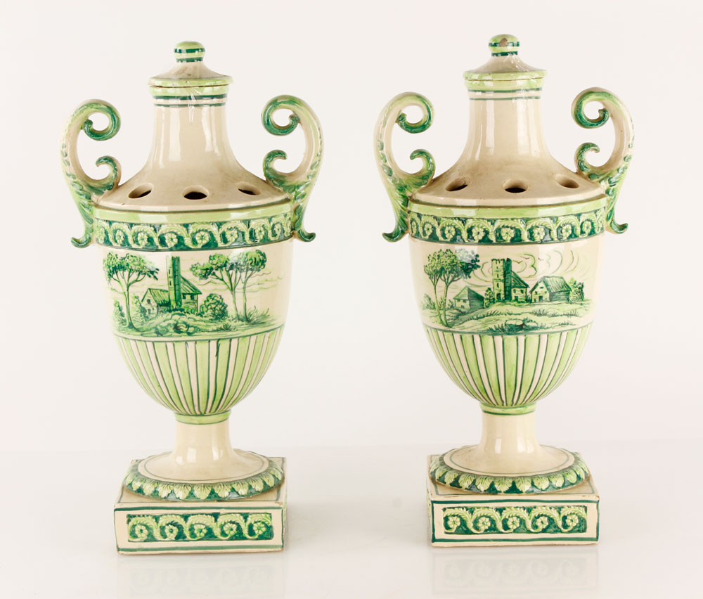 Appraisal: - Pair of Italian Flower Urns Pair of Italian flower