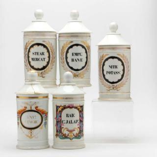 Appraisal: Group of Porcelain Drug Jars late th century three are