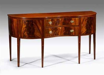 Appraisal: Federal inlaid mahogany oxbow sideboard mid atlantic or southern states