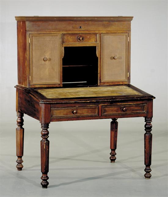 Appraisal: Southern walnut plantation desk circa upper part with hinged front