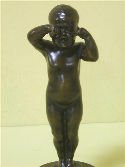 Appraisal: BRONZE FIGURE OF CRYING BABY Inscribed B Boutee Rene Bertrand