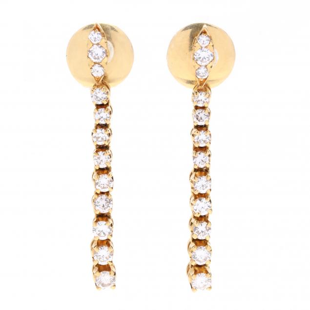 Appraisal: Pair of Gold and Diamond Drop Earrings Set with full