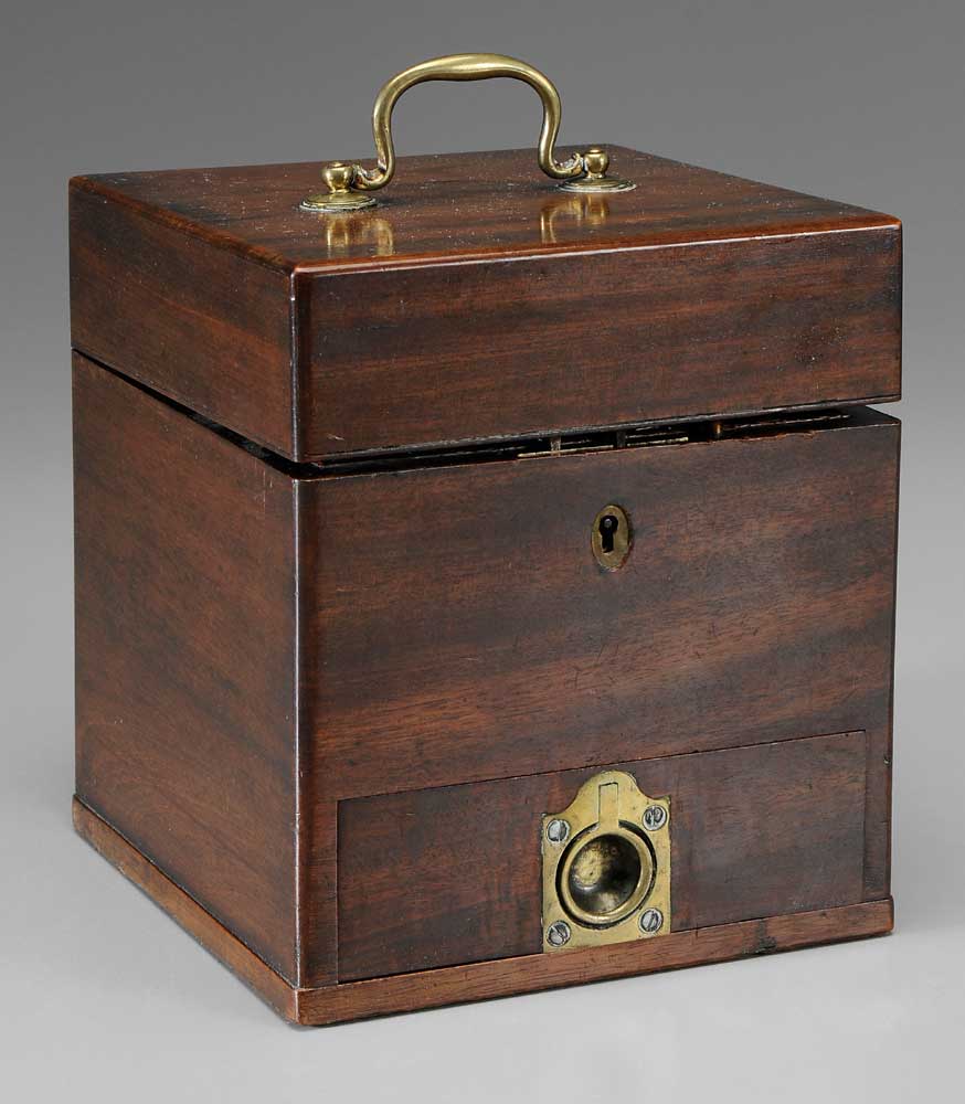 Appraisal: Traveling Apothecary British th century mahogany case with brass mounts