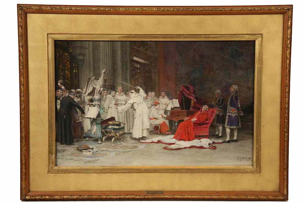 Appraisal: WATERCOLOR GOUACHE - 'L'Andante' by Jehan Georges Vibert French -