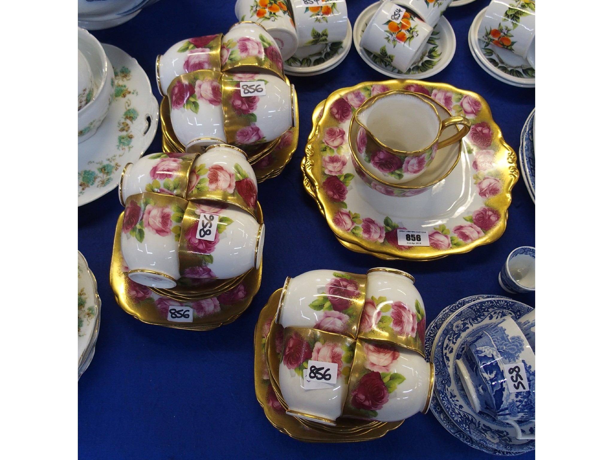 Appraisal: Royal Albert Crown China Rose decorated twelve setting teaset