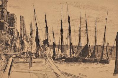 Appraisal: James Abbott McNeill Whistler American - Billingsgate Etching on paper