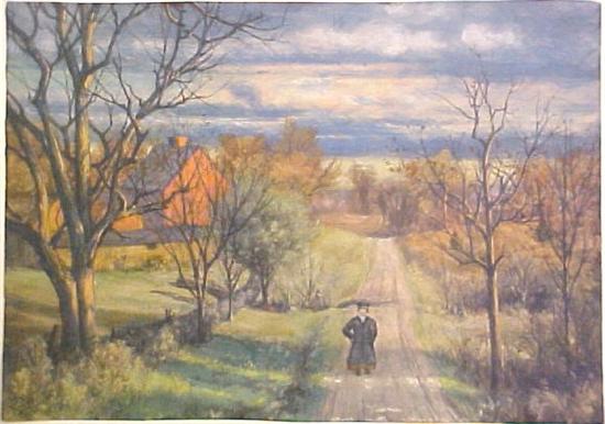 Appraisal: Edwin A Moore - watercolor on paper pastoral scene with