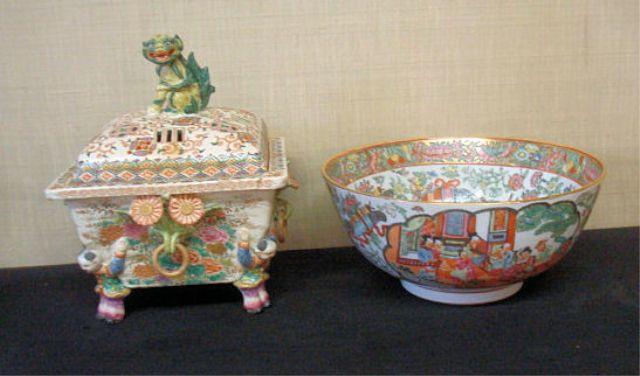 Appraisal: Asian Export Style Bowl and Lidded Container From a Purchase