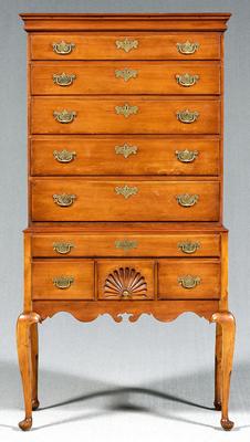 Appraisal: Queen Anne high chest cherry and maple with white pine