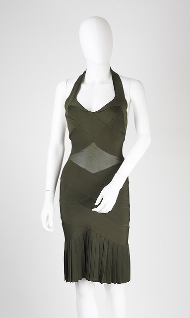 Appraisal: An Alexander McQueen green bandage style dress with halter neckline