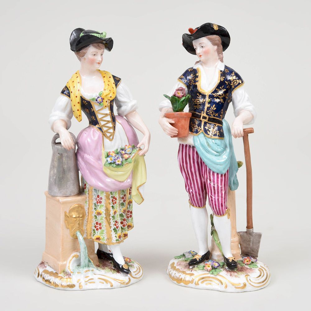 Appraisal: Derby Porcelain Figure of a Gardner and Companion Marked in