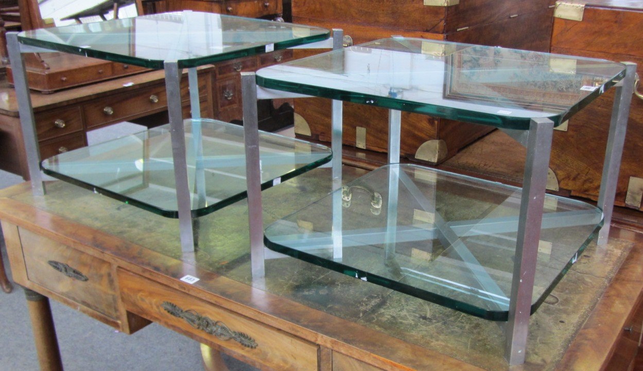 Appraisal: A pair of th century thick plate glass square two