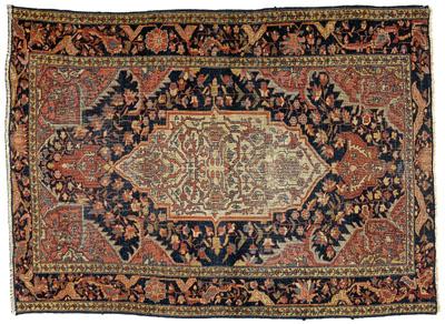 Appraisal: Persian rug ivory central medallion on dark blue field corner