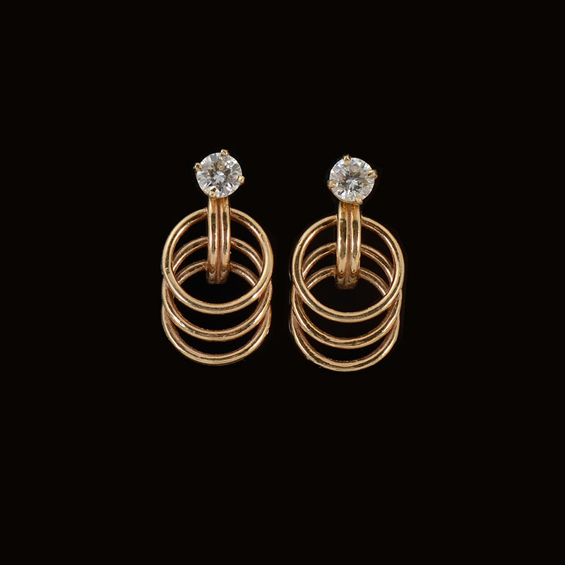 Appraisal: K CTW DIAMOND EARRINGS AND JACKETS K yellow gold solitaire