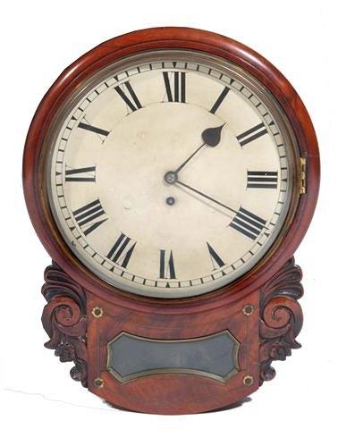 Appraisal: A GEORGE IV MAHOGANY AND BRASS INLAID DROP DIAL WALL