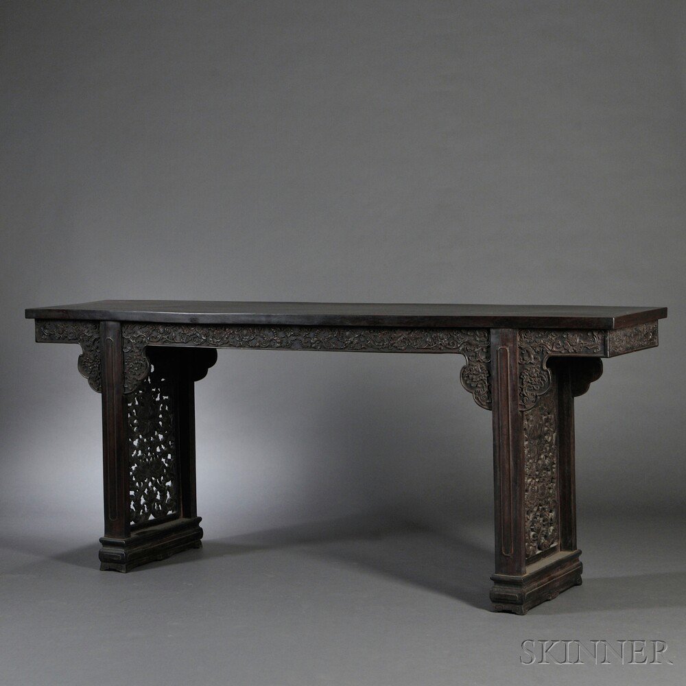 Appraisal: Zitan Altar Table China th th century the flat rectangular