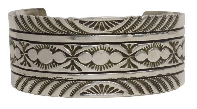 Appraisal: Native American sterling silver cuff bracelet signed RE Rick Enriquez