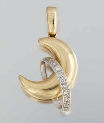 Appraisal: A Ladies' Gold and Diamond Crescent Pendant k yellow gold