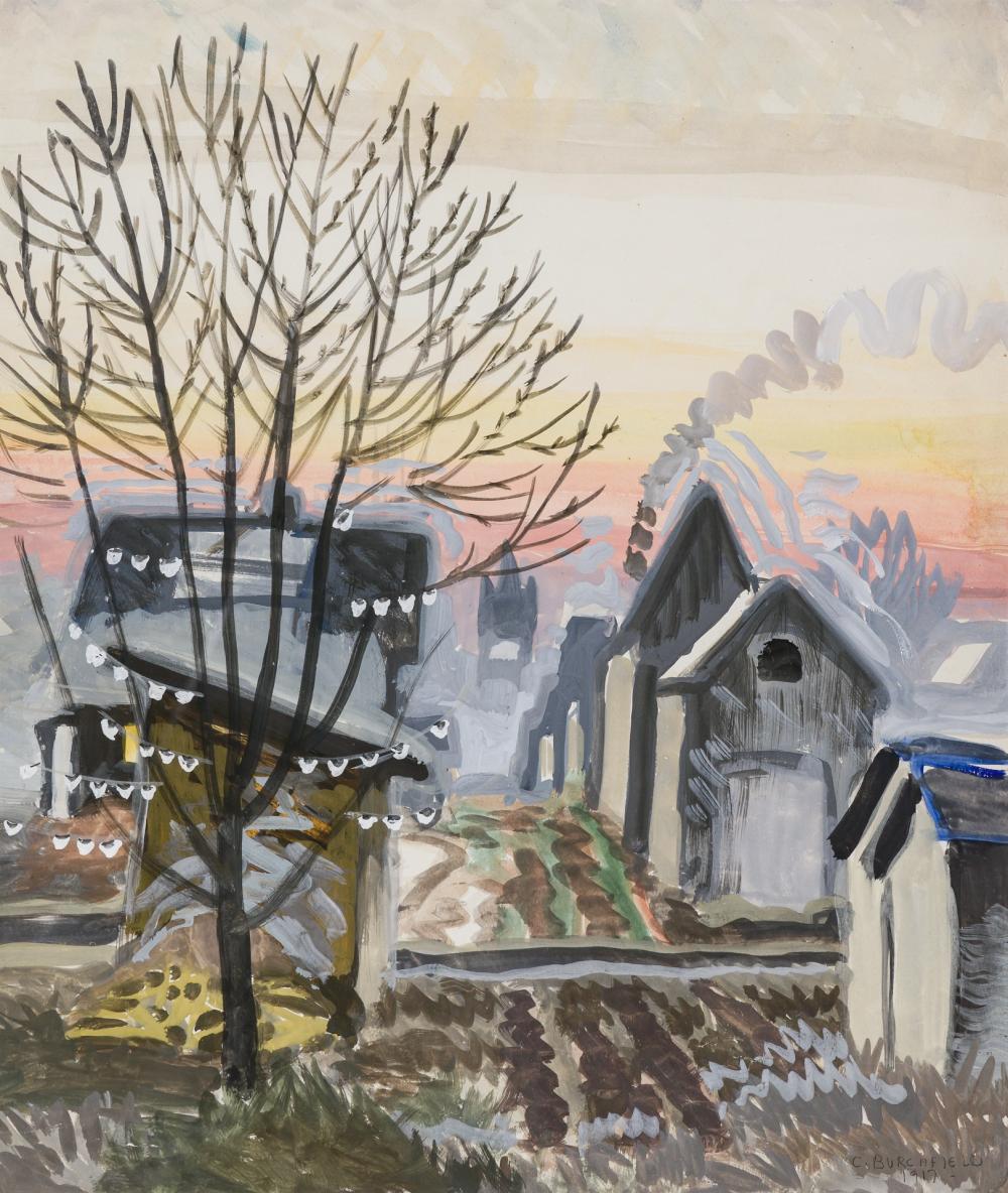 Appraisal: CHARLES BURCHFIELD American - Raindrops May watercolor and gouache on