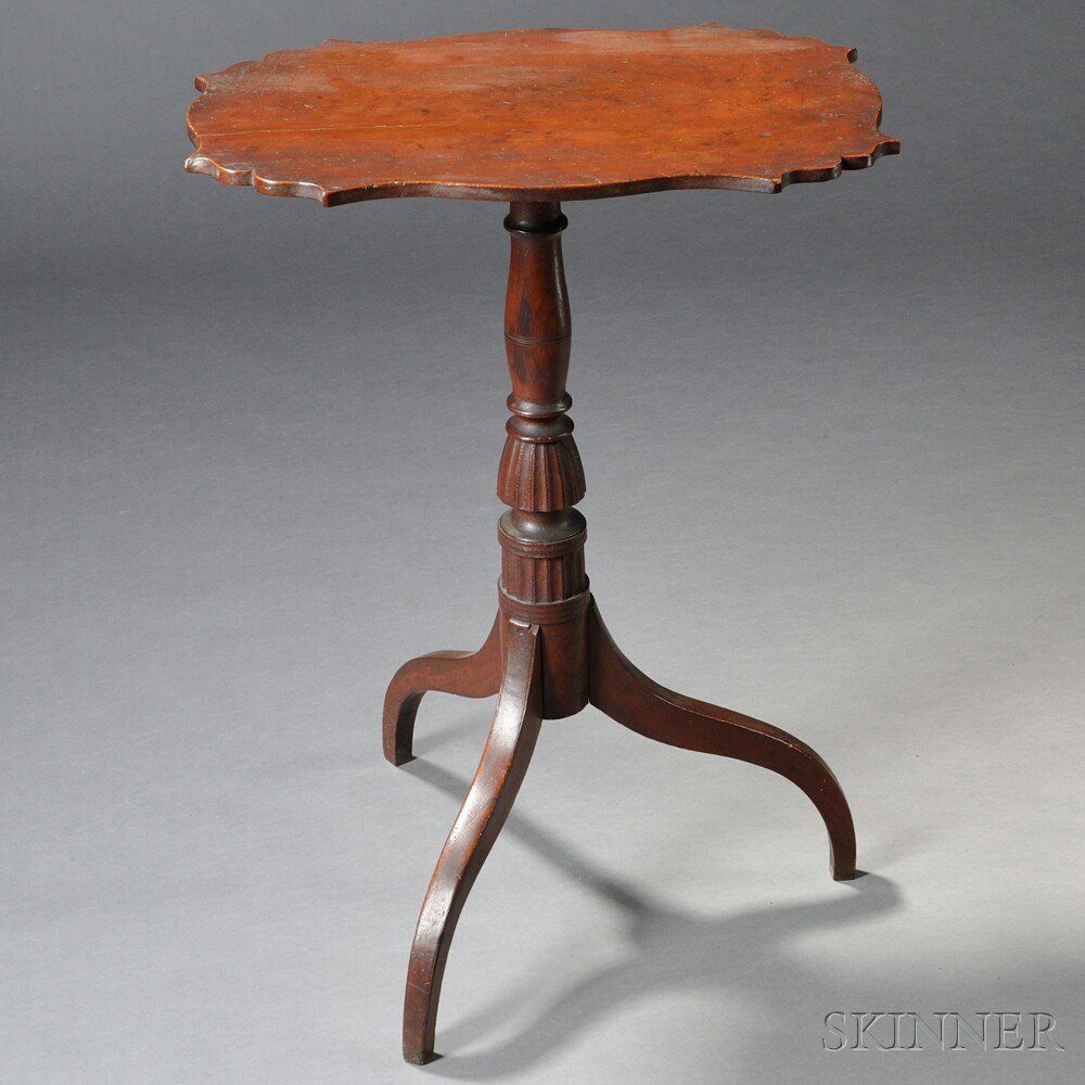 Appraisal: Federal Cherry Carved Tilt-top Candlestand possibly Vermont c the shaped