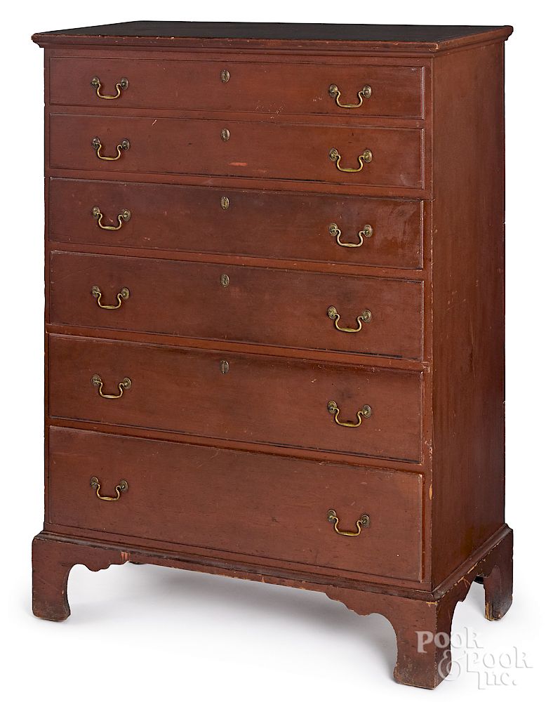 Appraisal: New England painted pine semi-tall chest New England painted pine