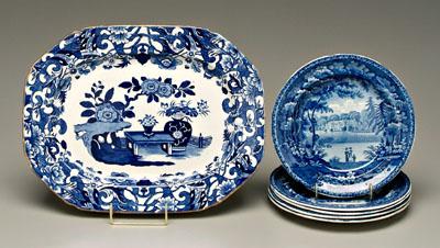 Appraisal: Mason s ironstone platter blue and white with blue-printed Mason