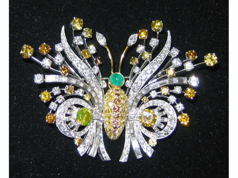 Appraisal: DIAMOND BUTTERFLY BROOCH Stamped YARD with one round brilliant cut