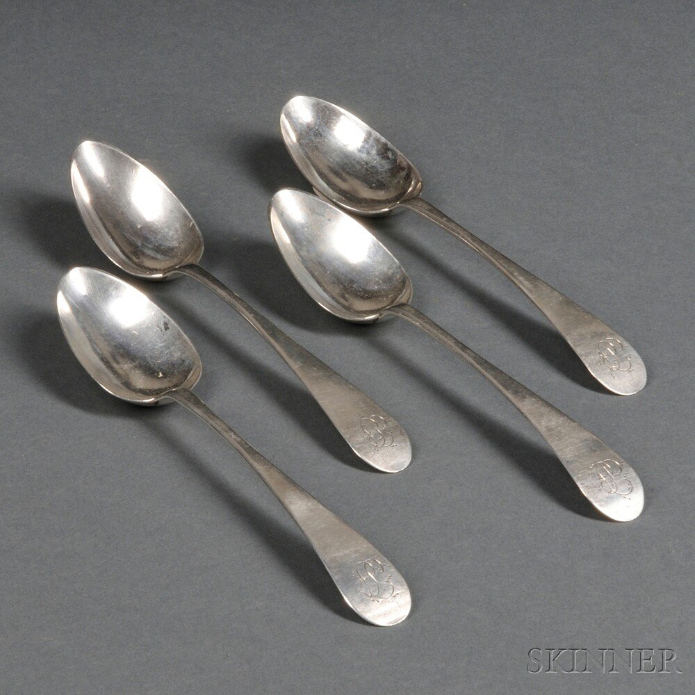 Appraisal: Four Coin Silver Soupspoons each with oval downturned handle with