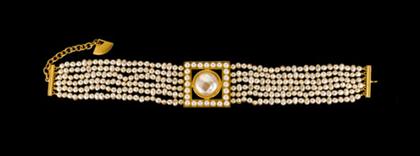 Appraisal: Karl Lagerfeld multi-strand pearl and brushed gold choker necklace s