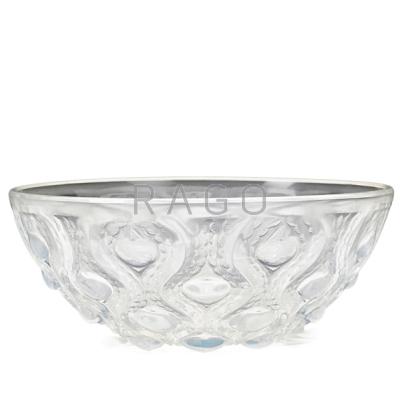 Appraisal: LALIQUE OPALESCENT GLASS BOWL Bulbes No ca Etched R Lalique