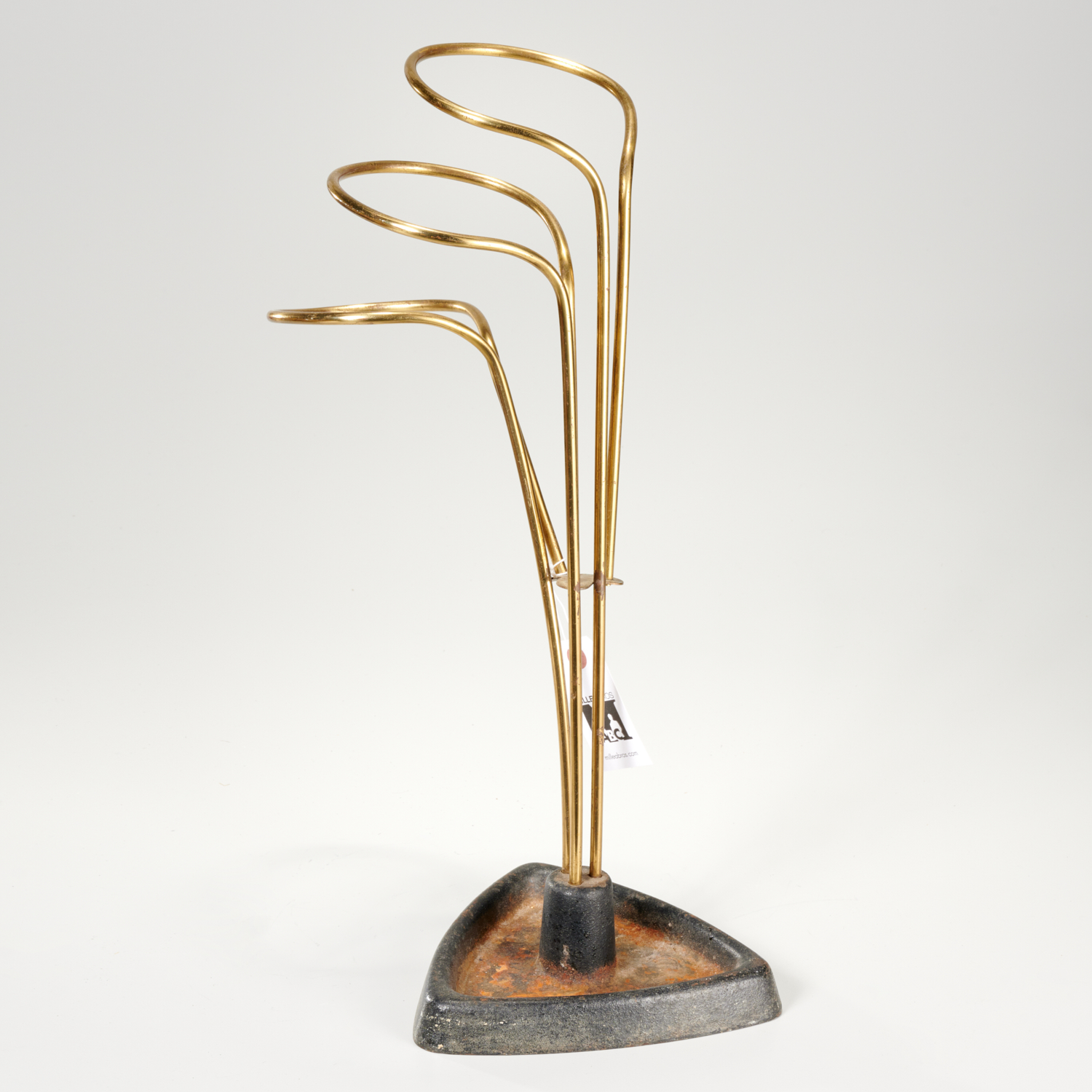 Appraisal: CARL AUBOCK STYLE UMBRELLA STAND Mid th c brass and