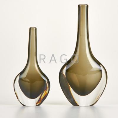 Appraisal: ORREFORS Two cased glass vases Sweden Marked Orrefors N Orrefors