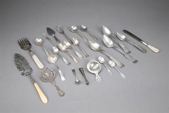 Appraisal: GROUP OF SILVER FLATWARE Coin silver and sterling teaspoons tablespoons