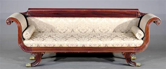 Appraisal: American Late Federal carved mahogany sofa circa - frame with