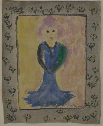 Appraisal: SYBIL GIBSON FOLK ART PAINTINGpaint on paper signed lower right