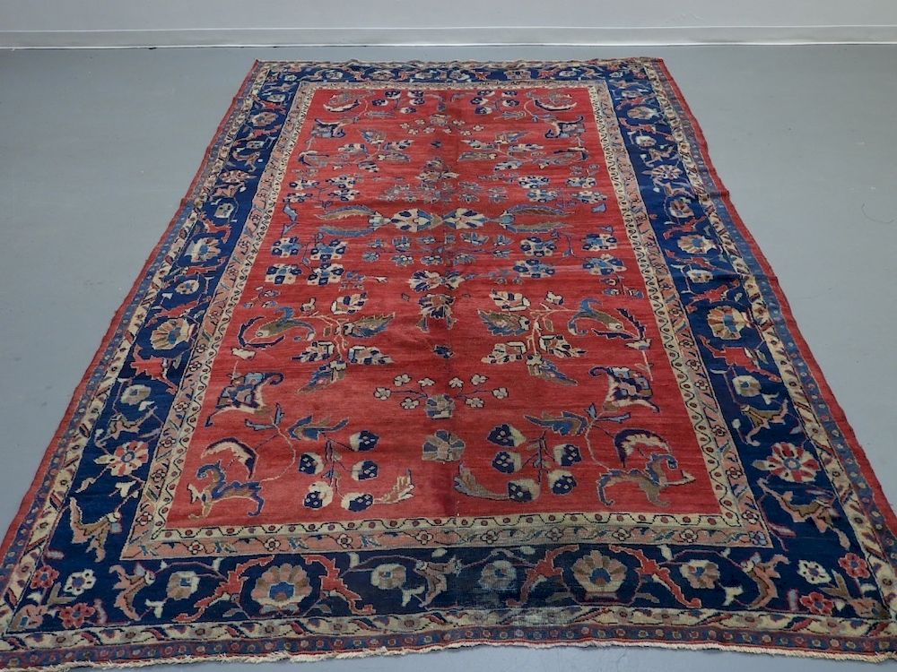 Appraisal: Antique Persian Mahal Pattern Wool Carpet Rug Persia th Century