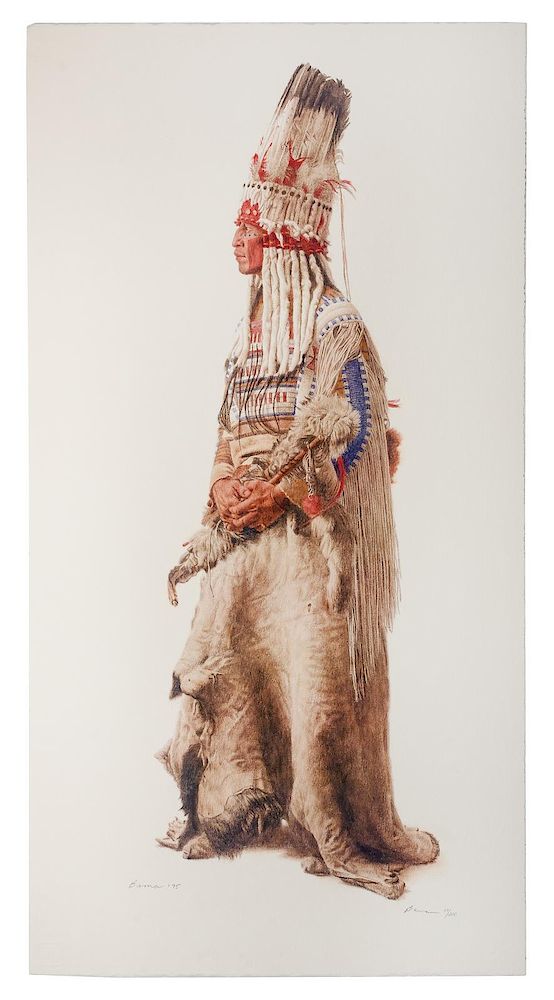 Appraisal: James Bama American b Blackfoot Ceremonial Headdress James Bama American