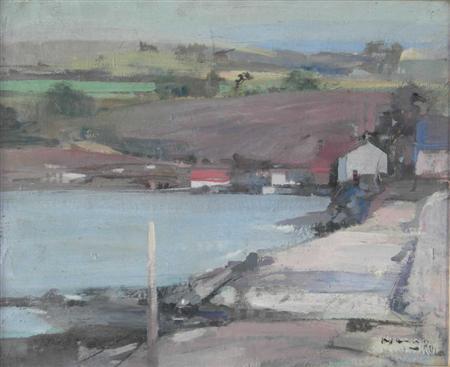 Appraisal: HUGH MUNRO SCOTTISH - THE LITTLE HARBOUR Signed oil on