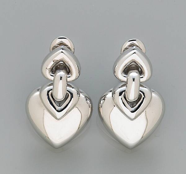 Appraisal: A pair of eighteen karat white gold earclips Bulgari of