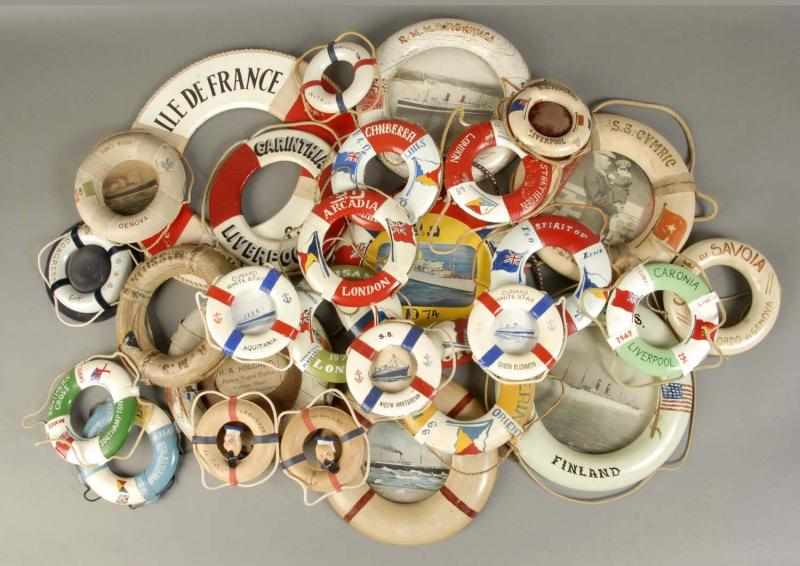 Appraisal: Lot of Assorted Medium-Sized Life Rings Description Includes Conte Rosso