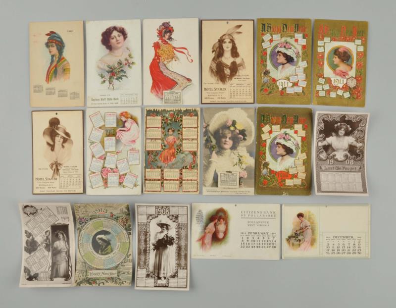 Appraisal: Lot Of Calendar Postcards This lot includes cards that depict