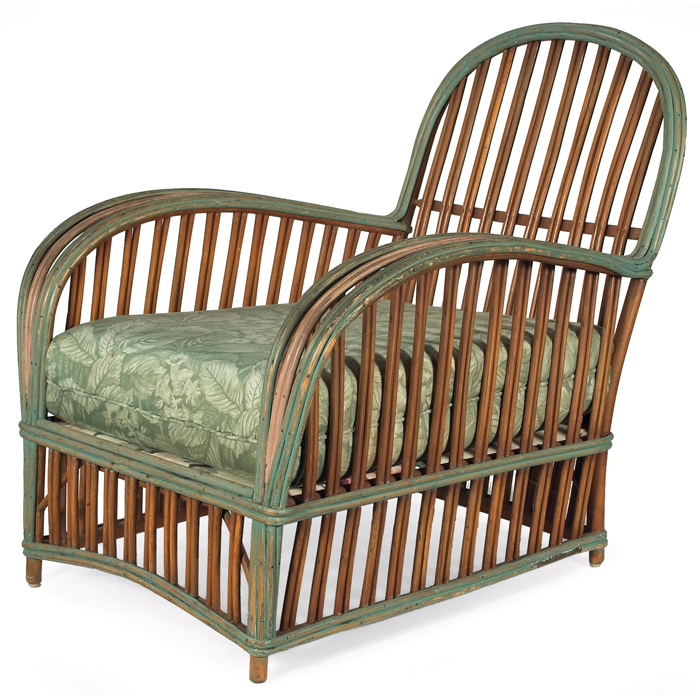 Appraisal: Arts Crafts period armchair in bent willow with spindled back